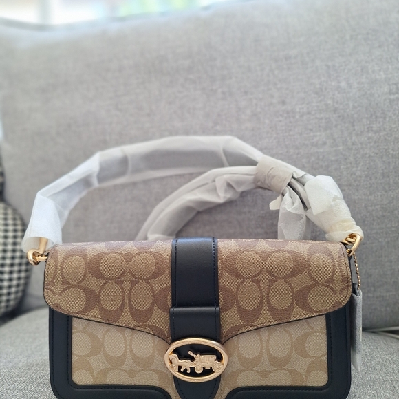 BRAND NEW Coach Georgie Shoulder Bag in Blocked Signature Canvas RARE - Picture 4 of 12